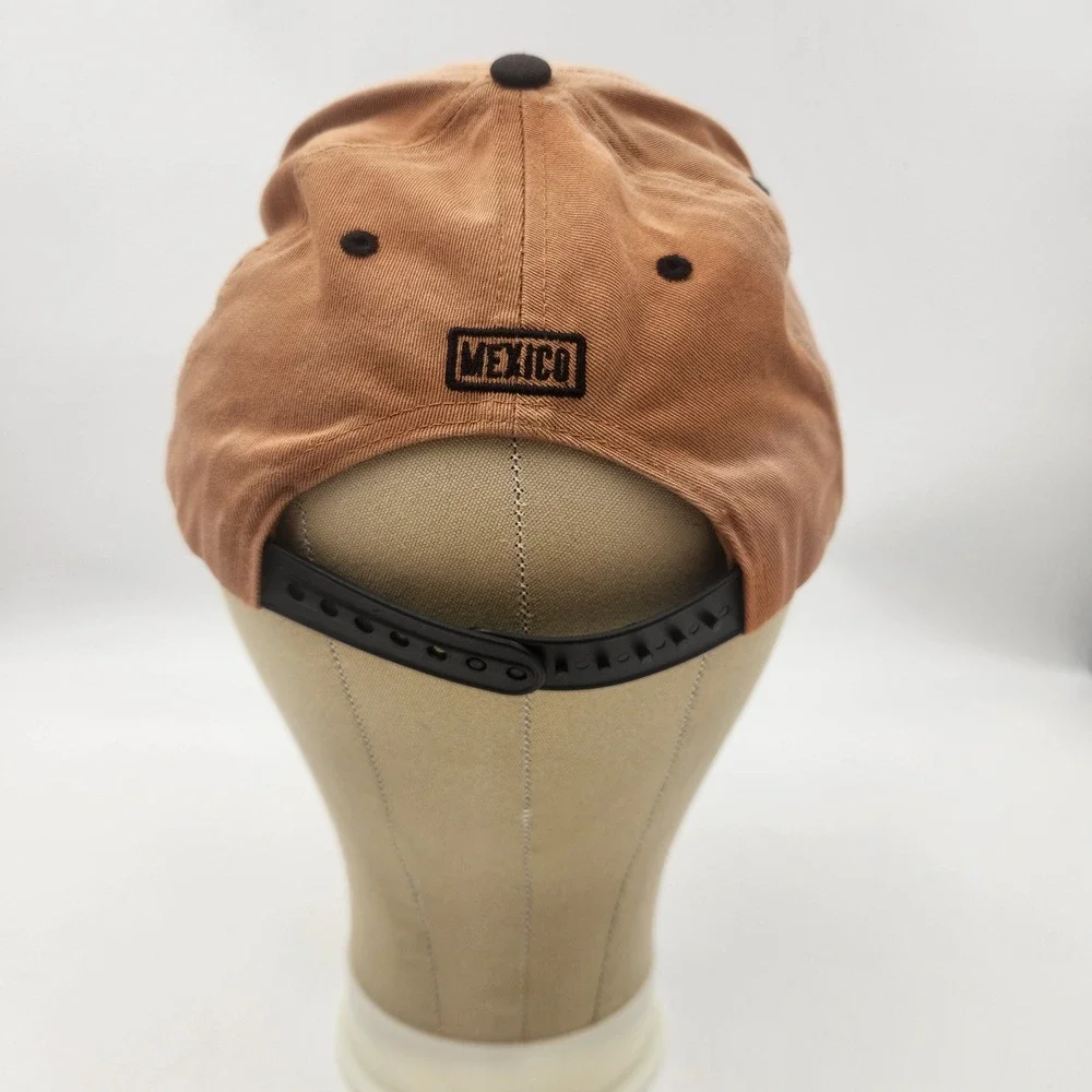 Top Level Mexico Snapback Hat Tan Black‎ Flat Brim Eagle Graphic One Size Mens